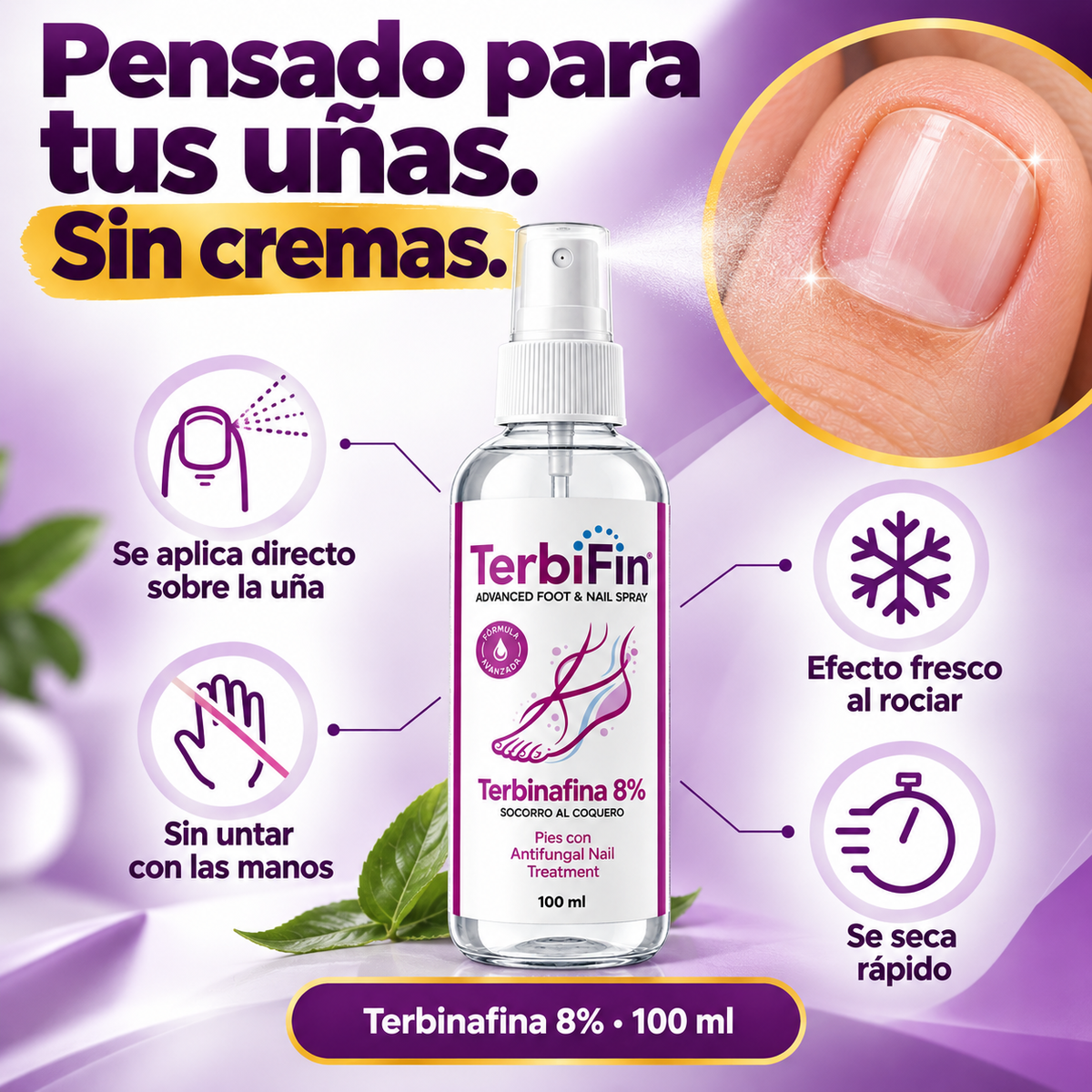 TerbiFin® | Spray antihongos para uñas y pies, sin cremas
