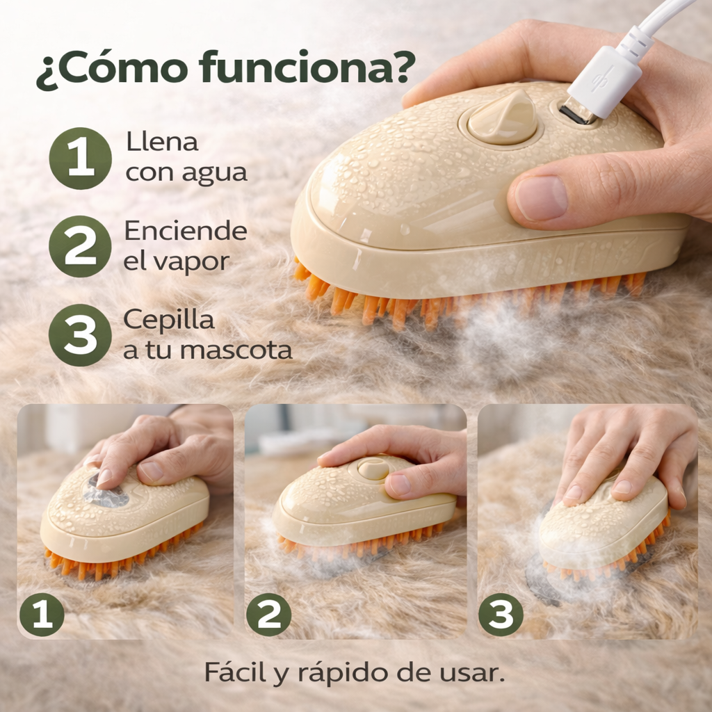 PetBrush®-Cepillo a Vapor para Mascotas 2x1