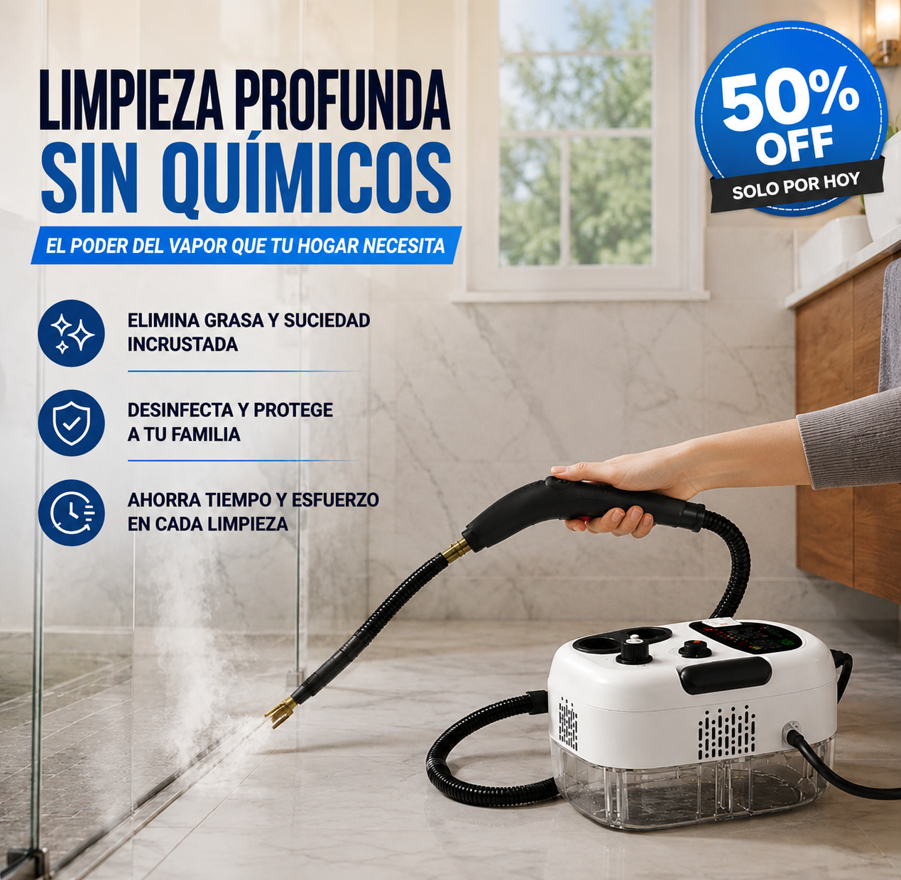 SteamJet® Limpiador A Vapor Presión 2500w Portatil