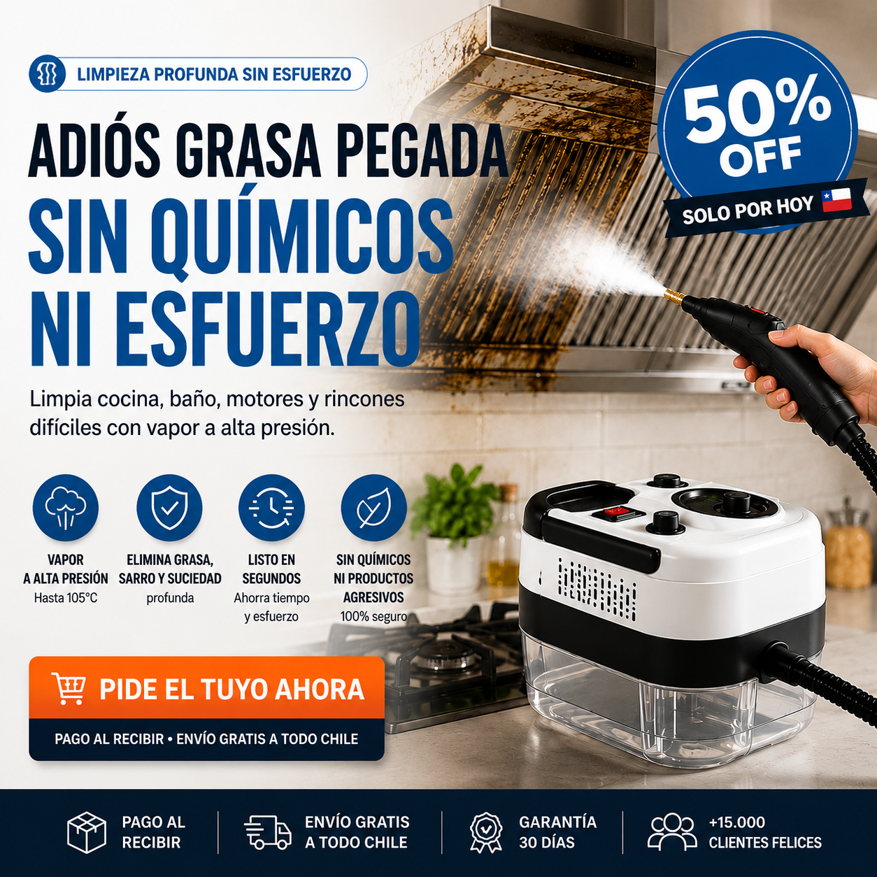 SteamJet® Limpiador A Vapor Presión 2500w Portatil
