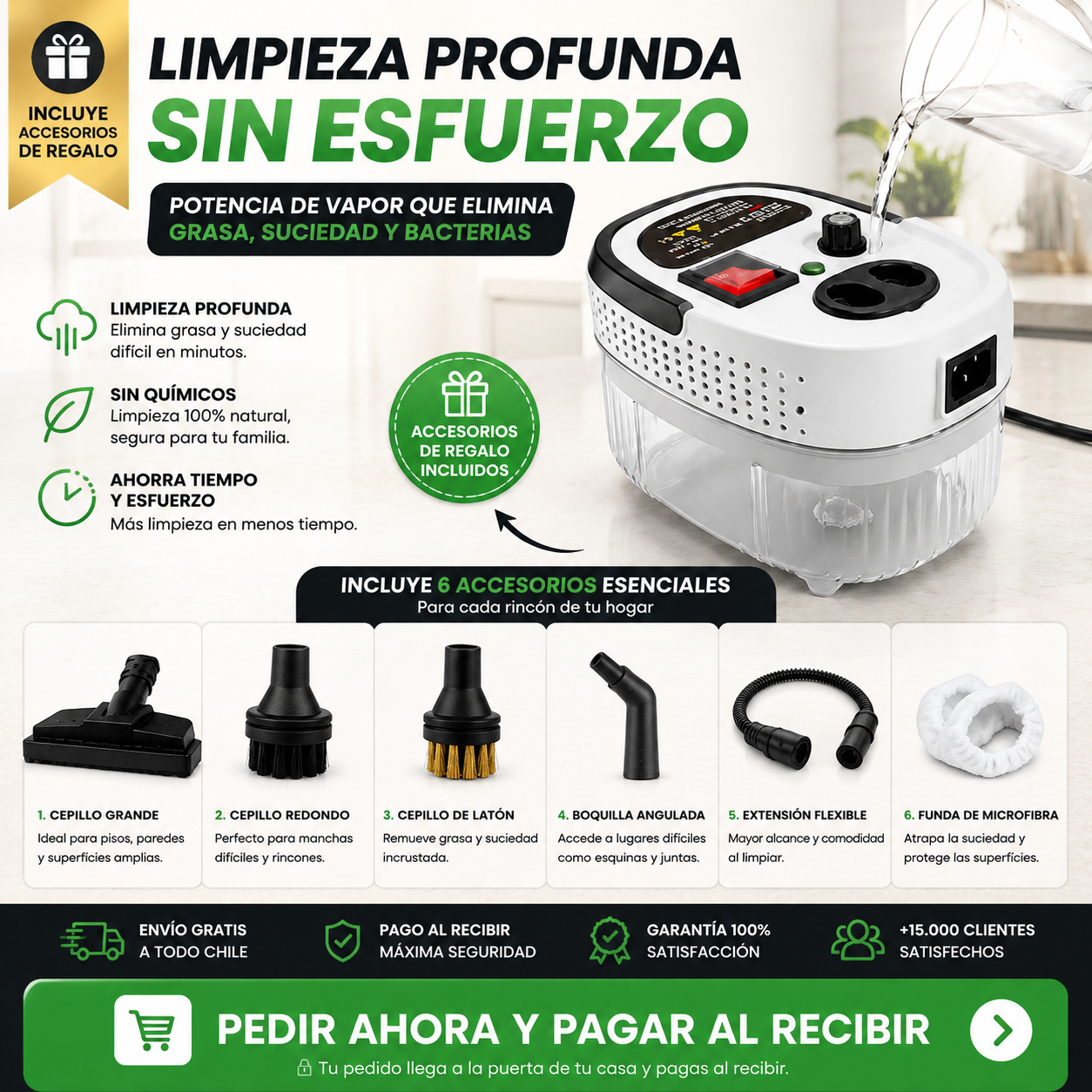SteamJet® Limpiador A Vapor Presión 2500w Portatil