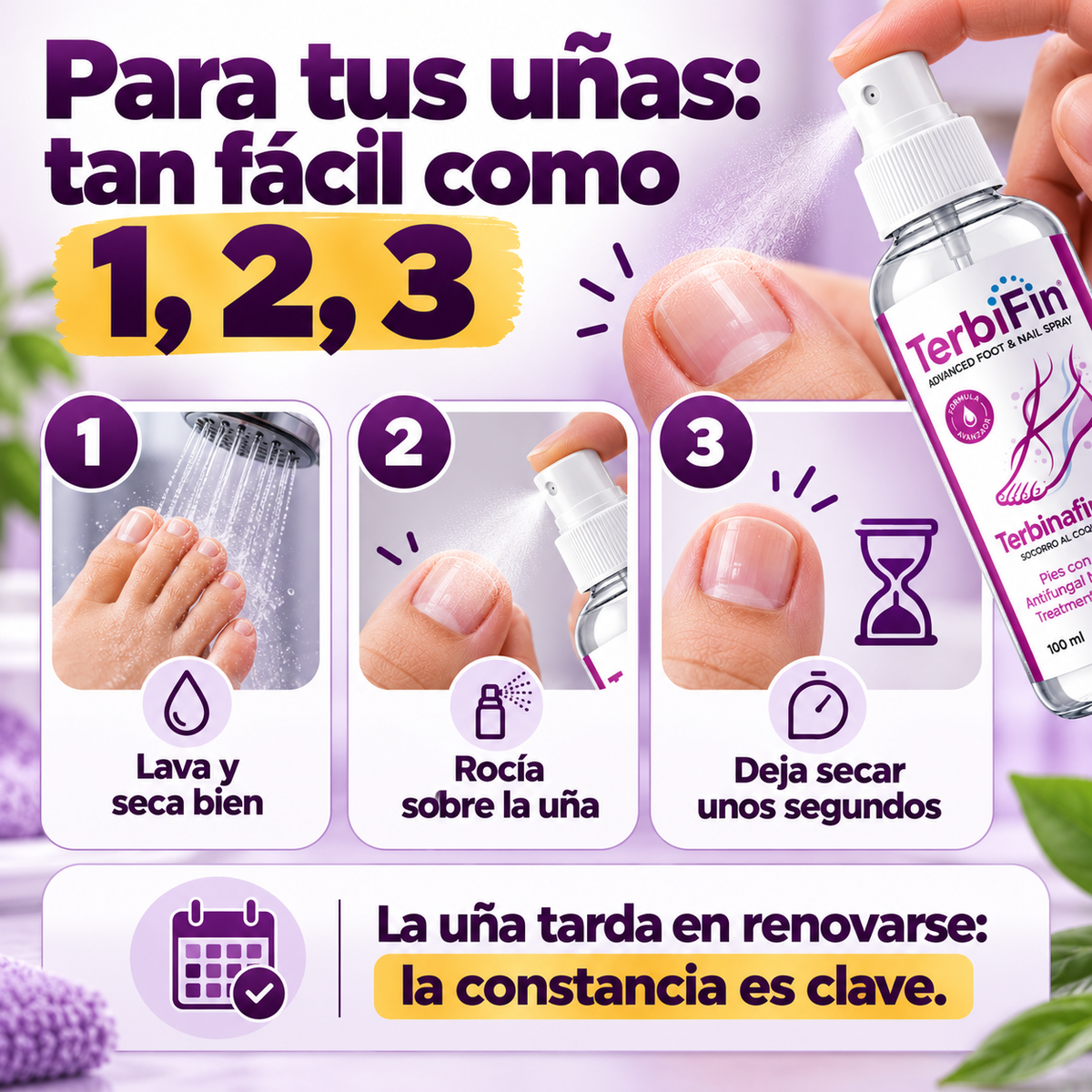 TerbiFin® | Spray antihongos para uñas y pies, sin cremas